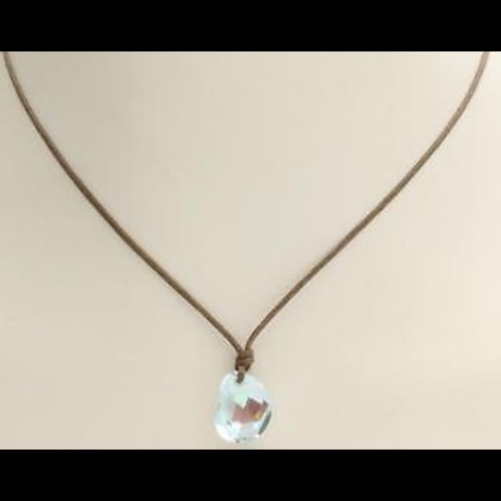 Swarovski neckkace white like new.  Leather cord